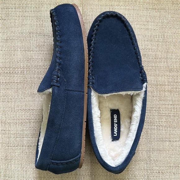 Lands’ End Women's Fuzzy Lined Suede Moccasin
Slippers - Picture 1 of 16